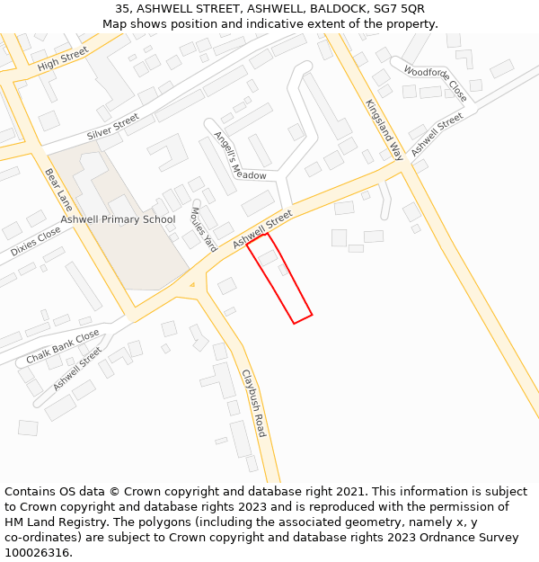 35, ASHWELL STREET, ASHWELL, BALDOCK, SG7 5QR: Location map and indicative extent of plot