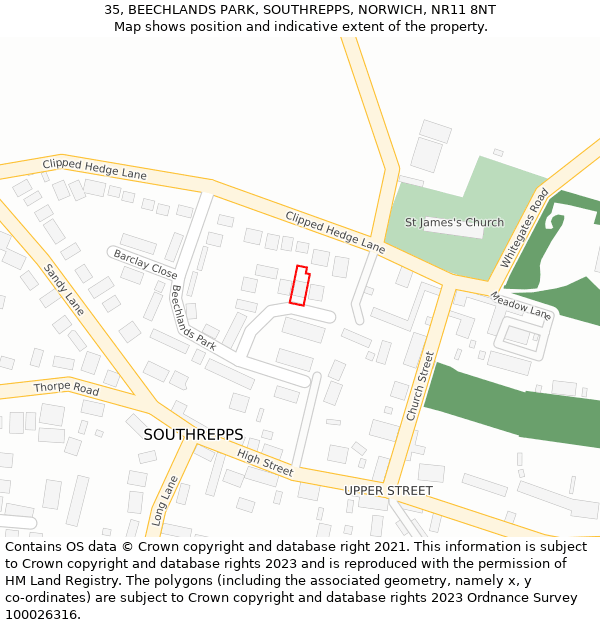 35, BEECHLANDS PARK, SOUTHREPPS, NORWICH, NR11 8NT: Location map and indicative extent of plot