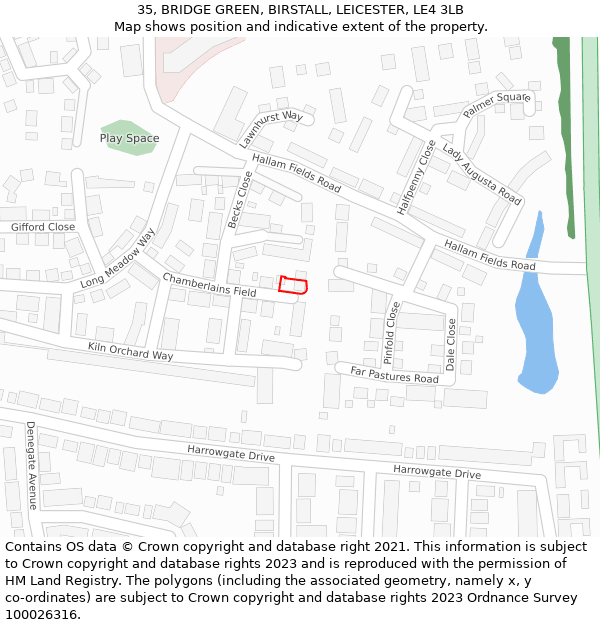35, BRIDGE GREEN, BIRSTALL, LEICESTER, LE4 3LB: Location map and indicative extent of plot