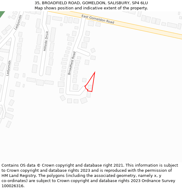 35, BROADFIELD ROAD, GOMELDON, SALISBURY, SP4 6LU: Location map and indicative extent of plot