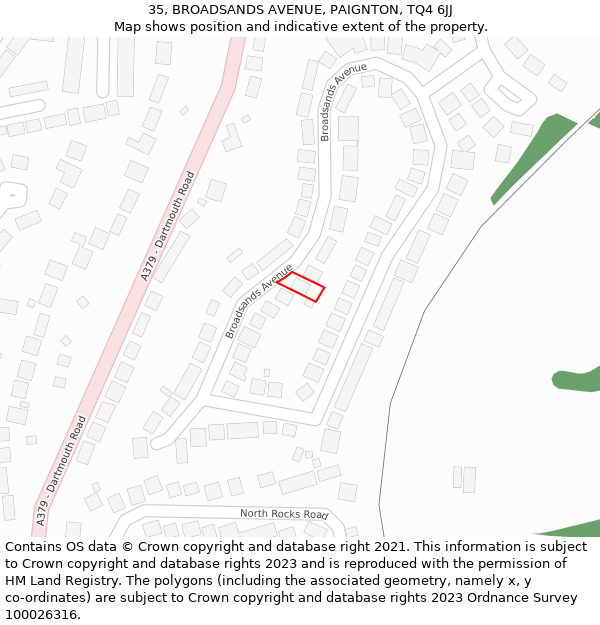 35, BROADSANDS AVENUE, PAIGNTON, TQ4 6JJ: Location map and indicative extent of plot