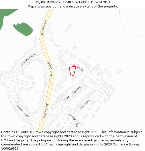 35, BRUNSWICK, RYHILL, WAKEFIELD, WF4 2DH: Location map and indicative extent of plot