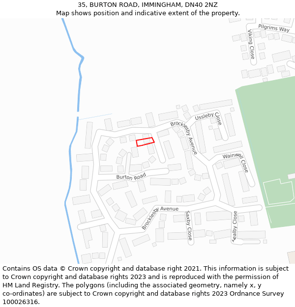 35, BURTON ROAD, IMMINGHAM, DN40 2NZ: Location map and indicative extent of plot