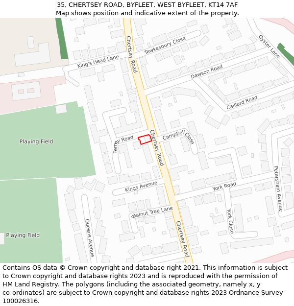 35, CHERTSEY ROAD, BYFLEET, WEST BYFLEET, KT14 7AF: Location map and indicative extent of plot
