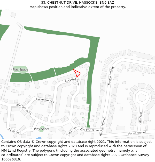 35, CHESTNUT DRIVE, HASSOCKS, BN6 8AZ: Location map and indicative extent of plot