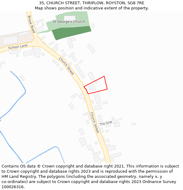 35, CHURCH STREET, THRIPLOW, ROYSTON, SG8 7RE: Location map and indicative extent of plot