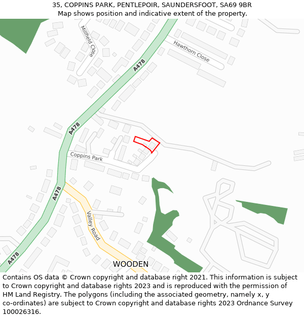 35, COPPINS PARK, PENTLEPOIR, SAUNDERSFOOT, SA69 9BR: Location map and indicative extent of plot