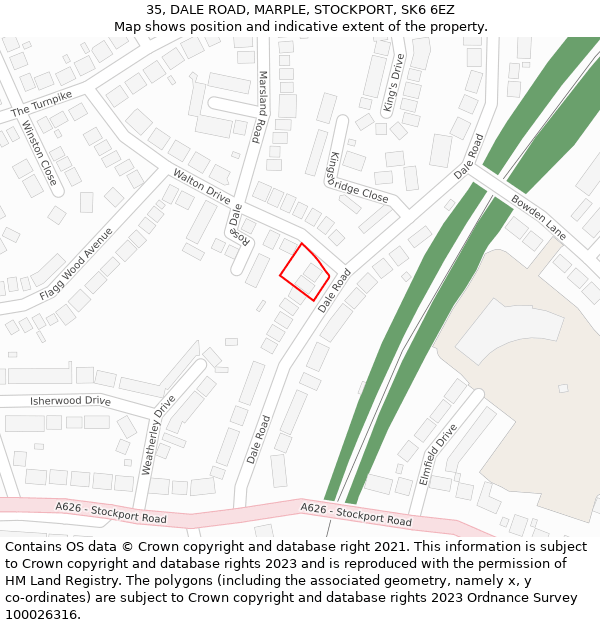35, DALE ROAD, MARPLE, STOCKPORT, SK6 6EZ: Location map and indicative extent of plot