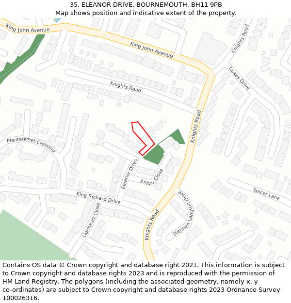 35, ELEANOR DRIVE, BOURNEMOUTH, BH11 9PB: Location map and indicative extent of plot