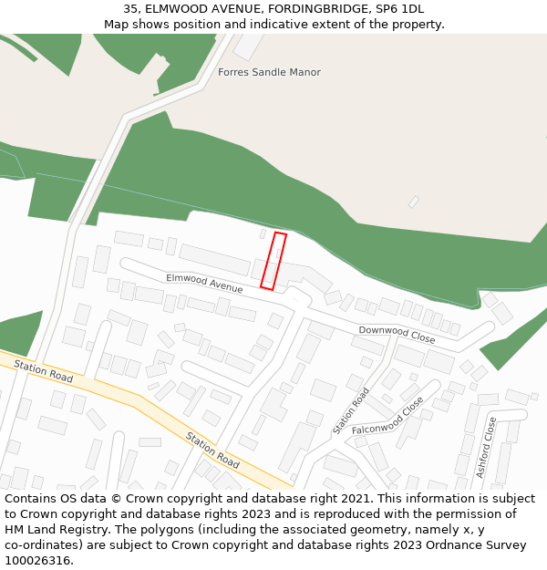 35, ELMWOOD AVENUE, FORDINGBRIDGE, SP6 1DL: Location map and indicative extent of plot