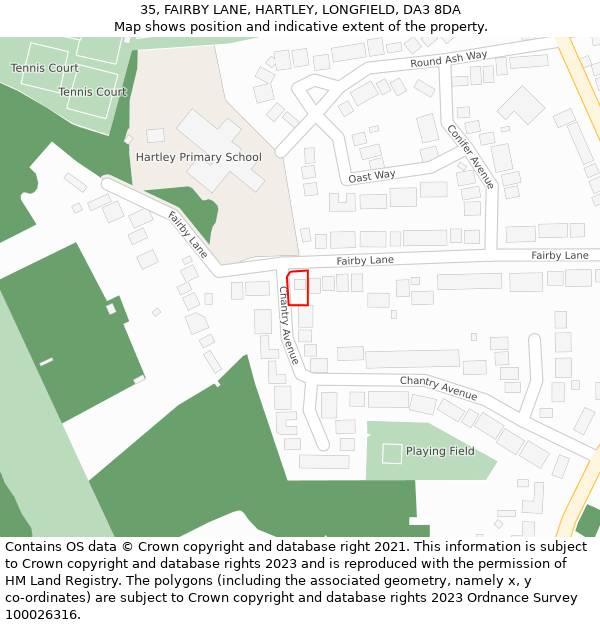 35, FAIRBY LANE, HARTLEY, LONGFIELD, DA3 8DA: Location map and indicative extent of plot