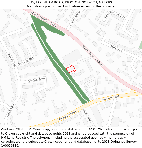 35, FAKENHAM ROAD, DRAYTON, NORWICH, NR8 6PS: Location map and indicative extent of plot