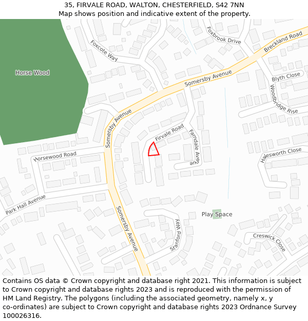 35, FIRVALE ROAD, WALTON, CHESTERFIELD, S42 7NN: Location map and indicative extent of plot