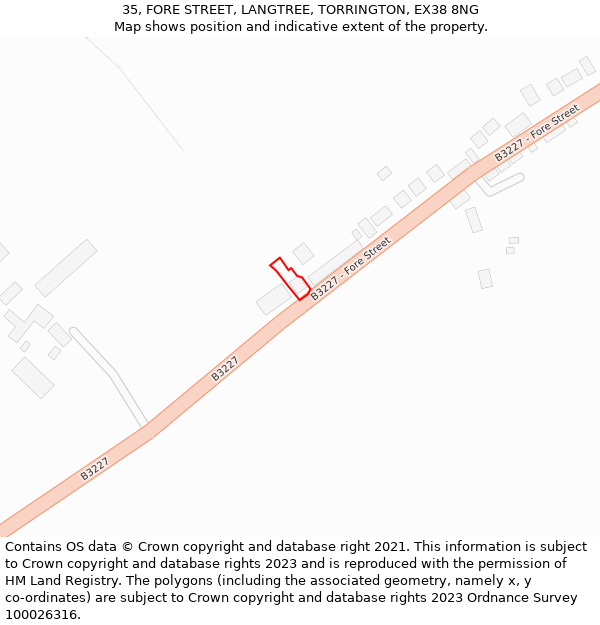 35, FORE STREET, LANGTREE, TORRINGTON, EX38 8NG: Location map and indicative extent of plot