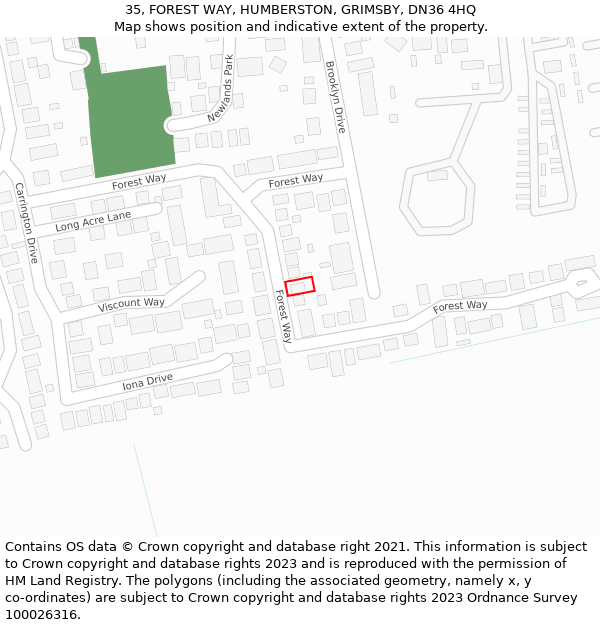 35, FOREST WAY, HUMBERSTON, GRIMSBY, DN36 4HQ: Location map and indicative extent of plot