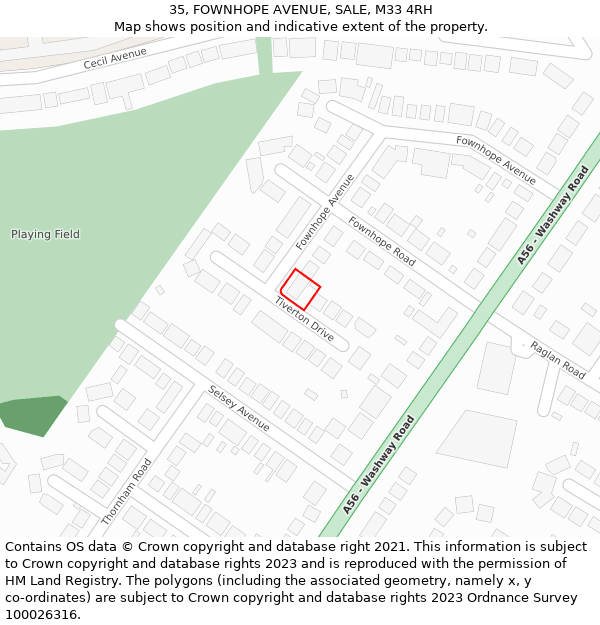 35, FOWNHOPE AVENUE, SALE, M33 4RH: Location map and indicative extent of plot