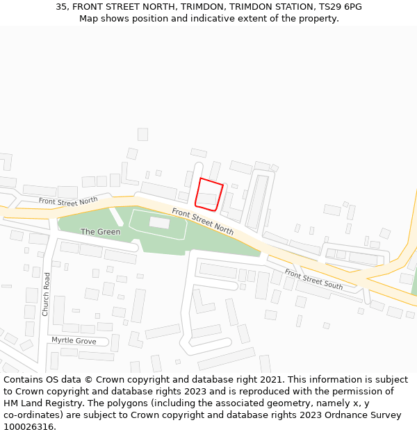 35, FRONT STREET NORTH, TRIMDON, TRIMDON STATION, TS29 6PG: Location map and indicative extent of plot