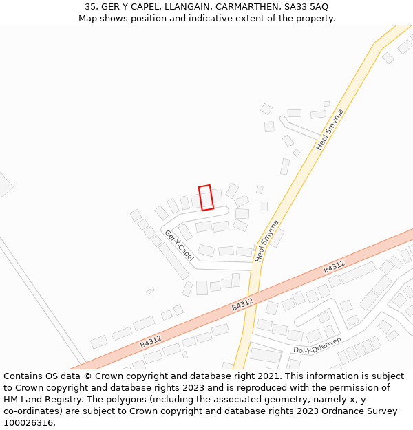 35, GER Y CAPEL, LLANGAIN, CARMARTHEN, SA33 5AQ: Location map and indicative extent of plot