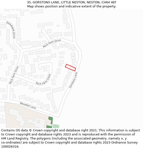 35, GORSTONS LANE, LITTLE NESTON, NESTON, CH64 4EF: Location map and indicative extent of plot