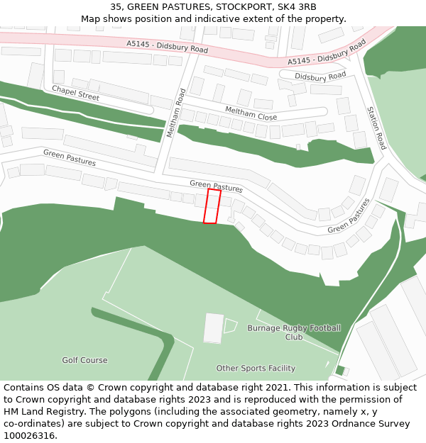 35, GREEN PASTURES, STOCKPORT, SK4 3RB: Location map and indicative extent of plot