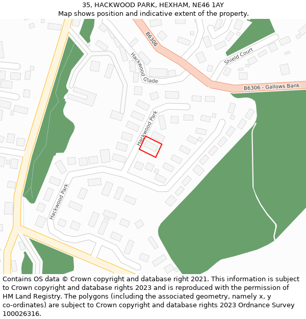 35, HACKWOOD PARK, HEXHAM, NE46 1AY: Location map and indicative extent of plot