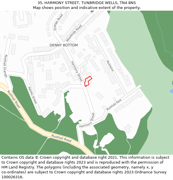 35, HARMONY STREET, TUNBRIDGE WELLS, TN4 8NS: Location map and indicative extent of plot