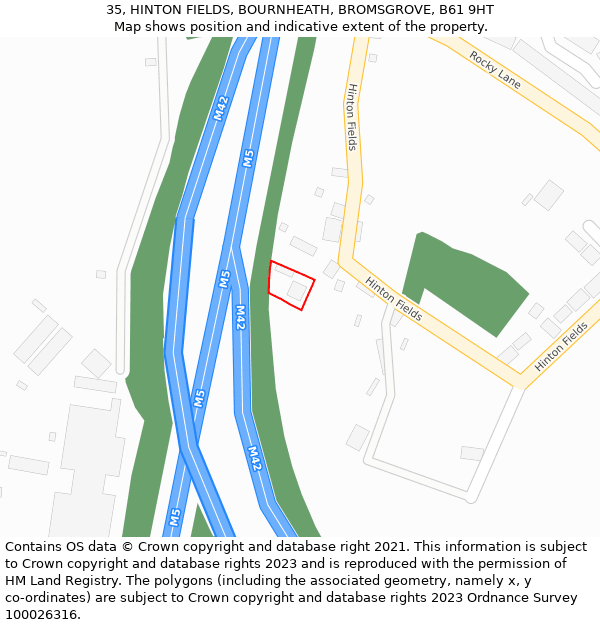 35, HINTON FIELDS, BOURNHEATH, BROMSGROVE, B61 9HT: Location map and indicative extent of plot