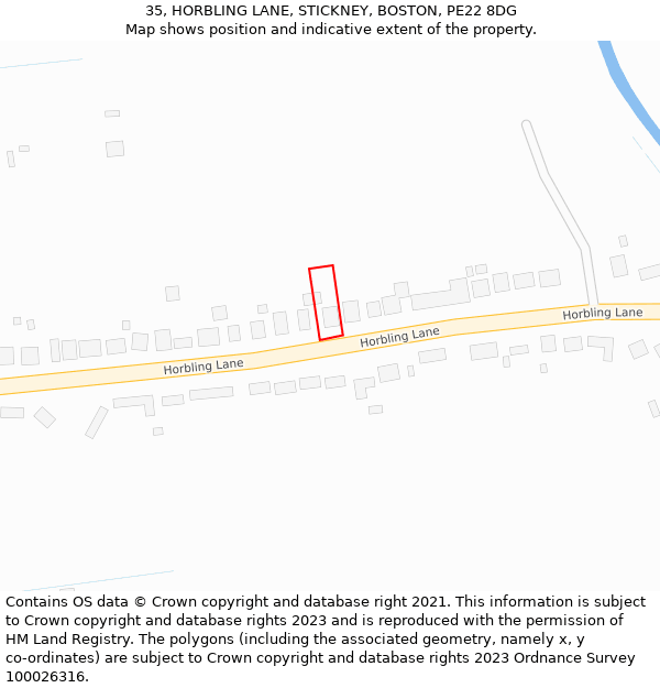 35, HORBLING LANE, STICKNEY, BOSTON, PE22 8DG: Location map and indicative extent of plot