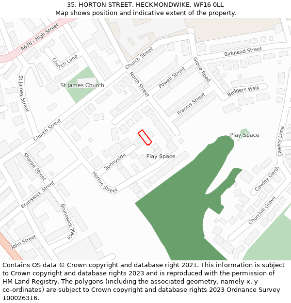 35, HORTON STREET, HECKMONDWIKE, WF16 0LL: Location map and indicative extent of plot