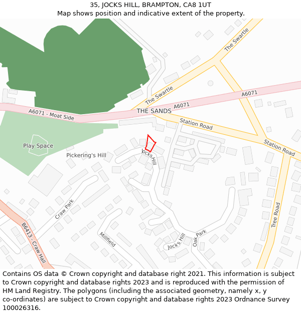 35, JOCKS HILL, BRAMPTON, CA8 1UT: Location map and indicative extent of plot
