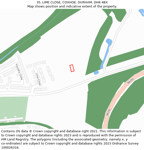 35, LIME CLOSE, COXHOE, DURHAM, DH6 4BX: Location map and indicative extent of plot