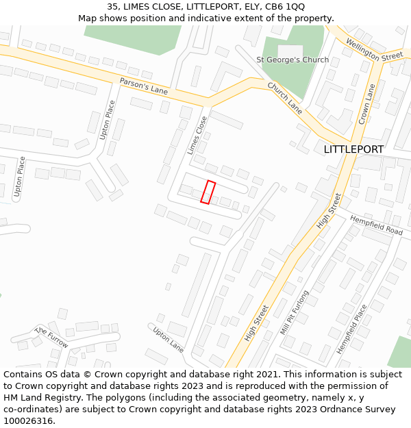 35, LIMES CLOSE, LITTLEPORT, ELY, CB6 1QQ: Location map and indicative extent of plot