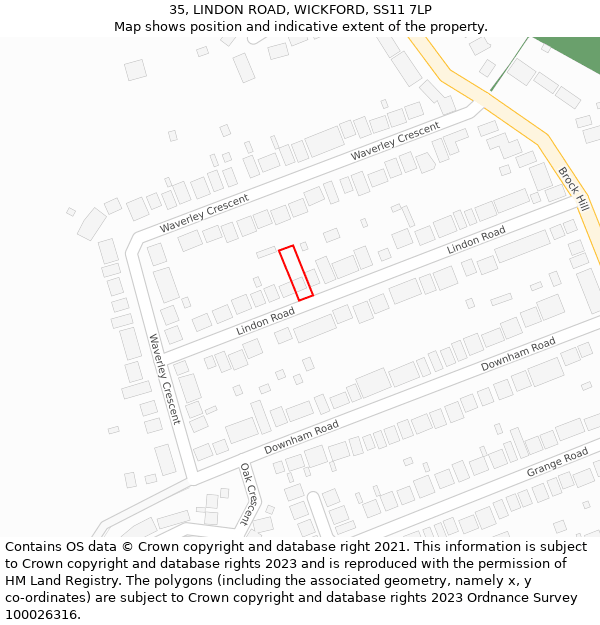 35, LINDON ROAD, WICKFORD, SS11 7LP: Location map and indicative extent of plot