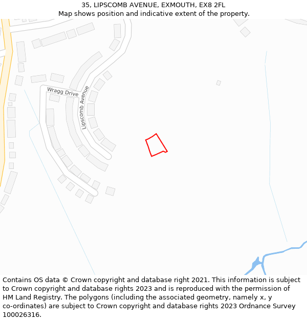 35, LIPSCOMB AVENUE, EXMOUTH, EX8 2FL: Location map and indicative extent of plot