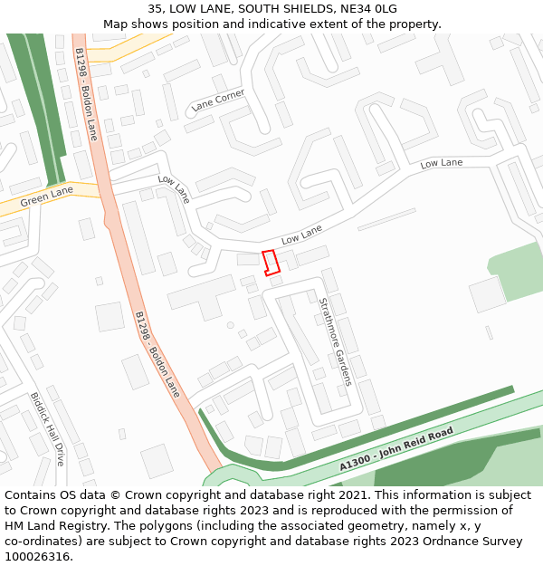 35, LOW LANE, SOUTH SHIELDS, NE34 0LG: Location map and indicative extent of plot