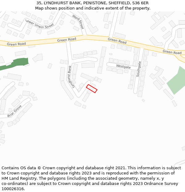 35, LYNDHURST BANK, PENISTONE, SHEFFIELD, S36 6ER: Location map and indicative extent of plot