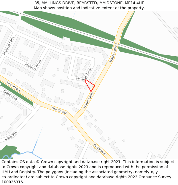 35, MALLINGS DRIVE, BEARSTED, MAIDSTONE, ME14 4HF: Location map and indicative extent of plot