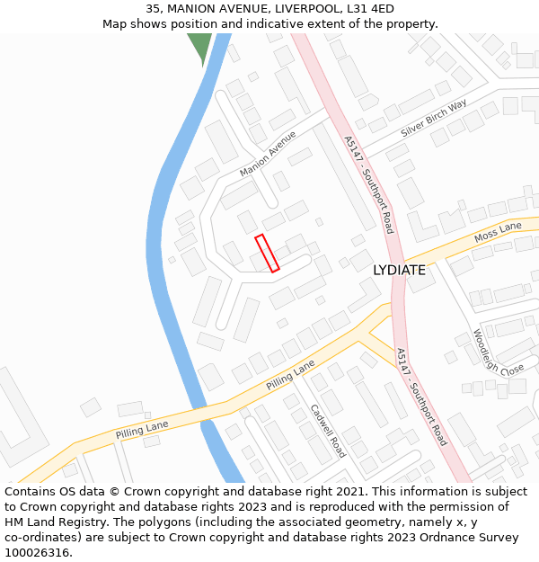 35, MANION AVENUE, LIVERPOOL, L31 4ED: Location map and indicative extent of plot