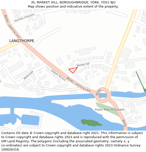 35, MARKET HILL, BOROUGHBRIDGE, YORK, YO51 9JU: Location map and indicative extent of plot