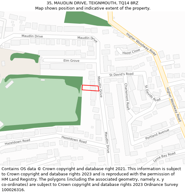 35, MAUDLIN DRIVE, TEIGNMOUTH, TQ14 8RZ: Location map and indicative extent of plot