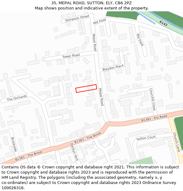 35, MEPAL ROAD, SUTTON, ELY, CB6 2PZ: Location map and indicative extent of plot