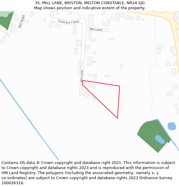 35, MILL LANE, BRISTON, MELTON CONSTABLE, NR24 2JG: Location map and indicative extent of plot