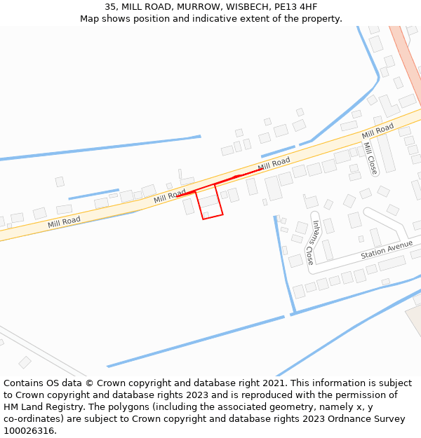 35, MILL ROAD, MURROW, WISBECH, PE13 4HF: Location map and indicative extent of plot