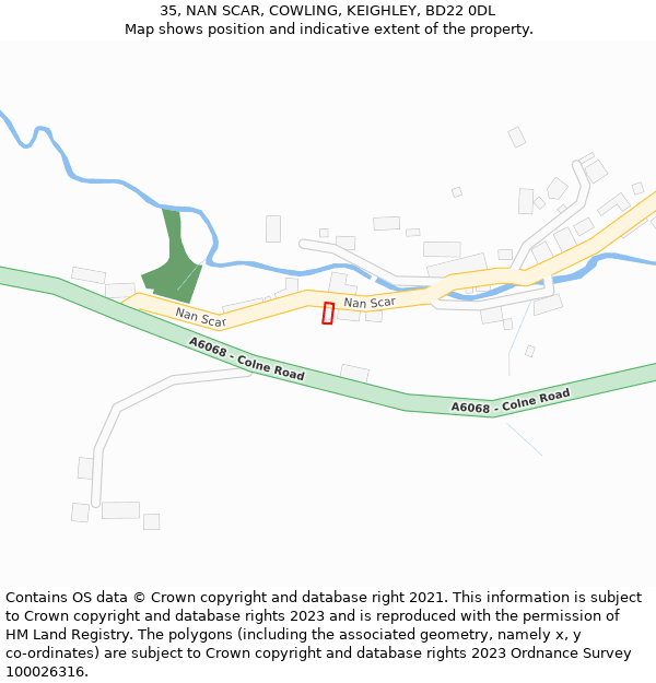 35, NAN SCAR, COWLING, KEIGHLEY, BD22 0DL: Location map and indicative extent of plot