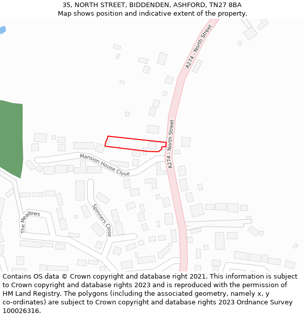 35, NORTH STREET, BIDDENDEN, ASHFORD, TN27 8BA: Location map and indicative extent of plot