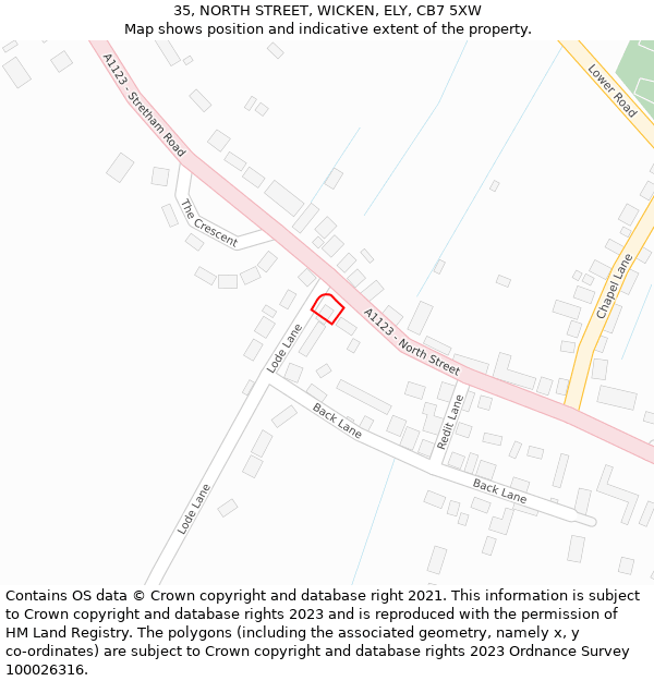 35, NORTH STREET, WICKEN, ELY, CB7 5XW: Location map and indicative extent of plot