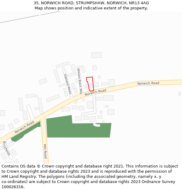 35, NORWICH ROAD, STRUMPSHAW, NORWICH, NR13 4AG: Location map and indicative extent of plot