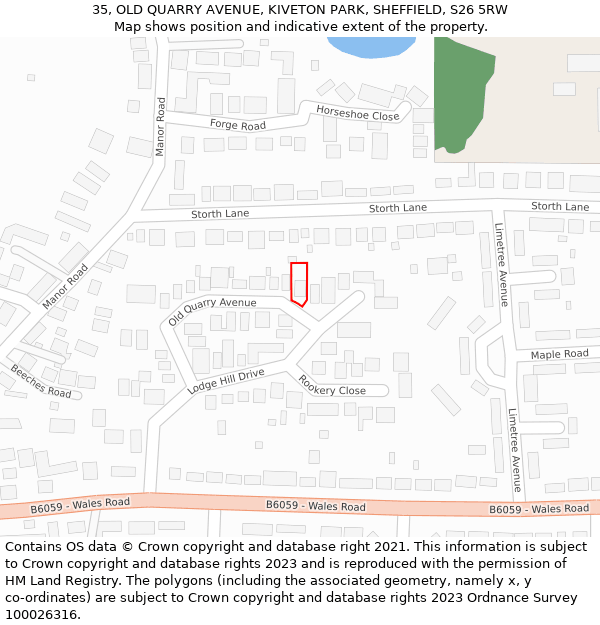 35, OLD QUARRY AVENUE, KIVETON PARK, SHEFFIELD, S26 5RW: Location map and indicative extent of plot