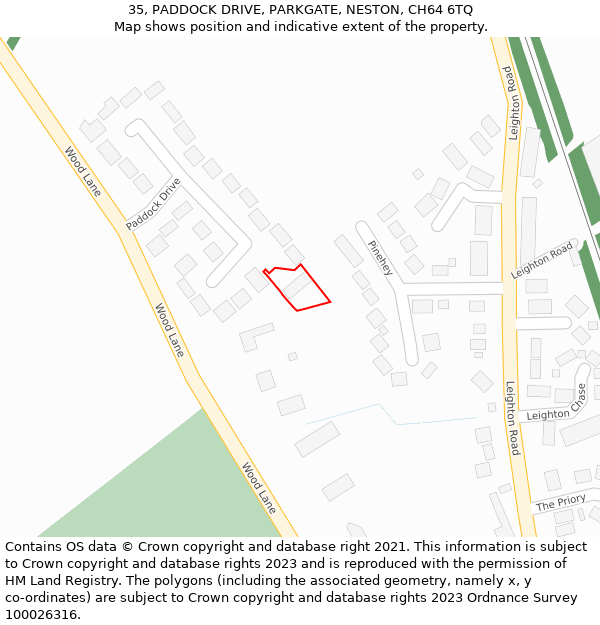 35, PADDOCK DRIVE, PARKGATE, NESTON, CH64 6TQ: Location map and indicative extent of plot