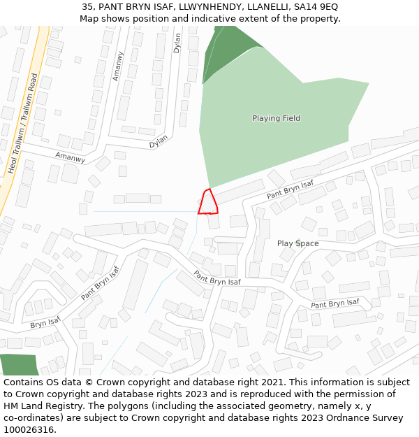 35, PANT BRYN ISAF, LLWYNHENDY, LLANELLI, SA14 9EQ: Location map and indicative extent of plot